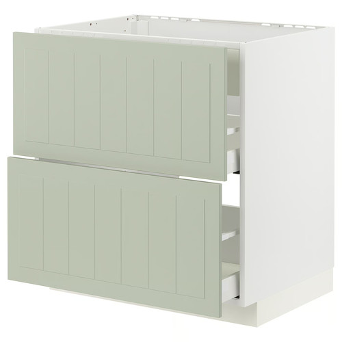 METOD / MAXIMERA Base cab f hob/int extractor w drw, white/Stensund light green, 80x60 cm