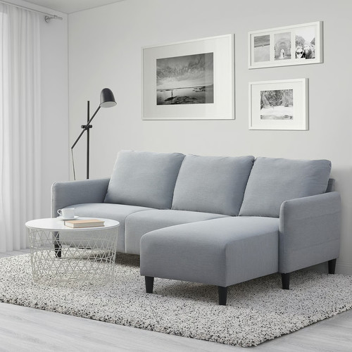 ANGERSBY 3-seat sofa, with chaise longue/Knisa light grey