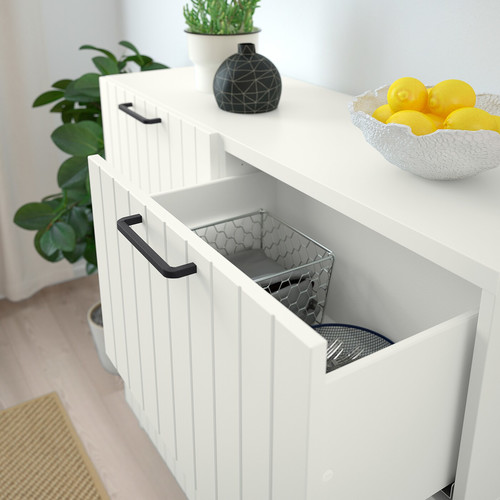 BESTÅ Storage combination w doors/drawers, white/Sutterviken/Kabbarp white clear glass, 120x42x213 cm