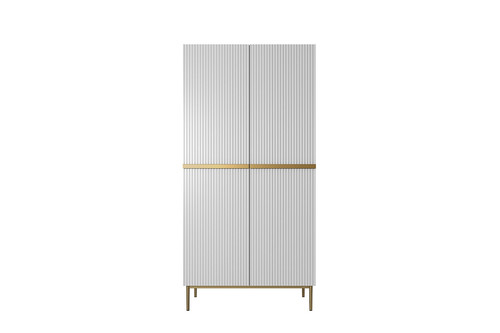 Wardrobe Nicole with Drawer Unit 100 cm, matt white, gold legs