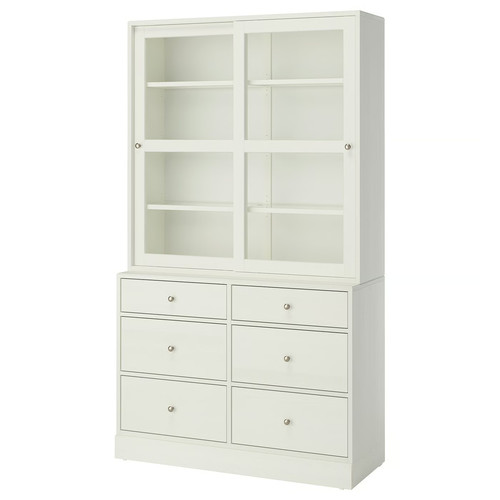 HAVSTA Storage combination w glass-doors, white, 121x47x212 cm