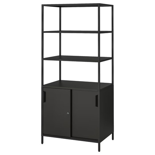 TROTTEN Cabinet with sliding doors, anthracite, 80x55x180 cm