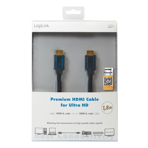 LogiLink Premium HDMI Cable for Ultra HD, 1.8m