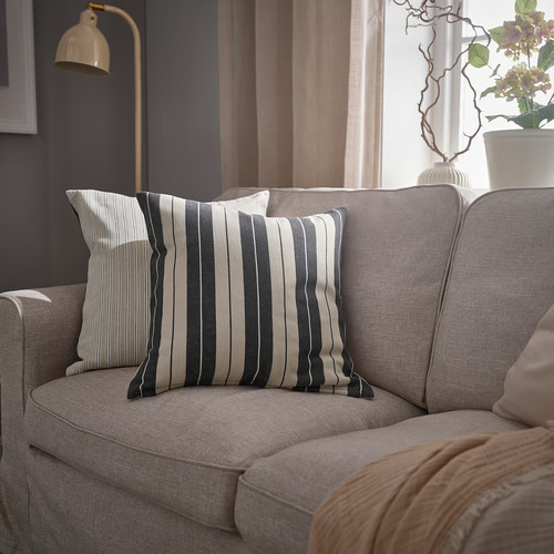 KORALLBUSKE Cushion cover, light beige/anthracite, 50x50 cm