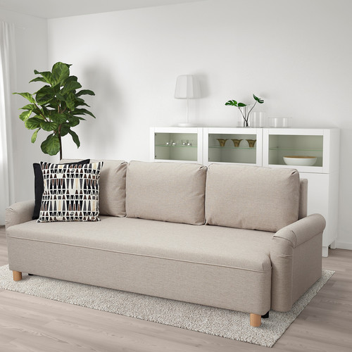 GRIMHULT 3-seater sofa bed, beige