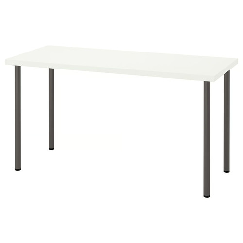 LAGKAPTEN / ADILS Desk, white, dark grey, 140x60 cm