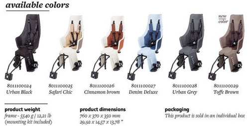 Bobike Bicycle Rear Seat Exclusive Maxi Plus 9-22kg, frame mount, toffee brown