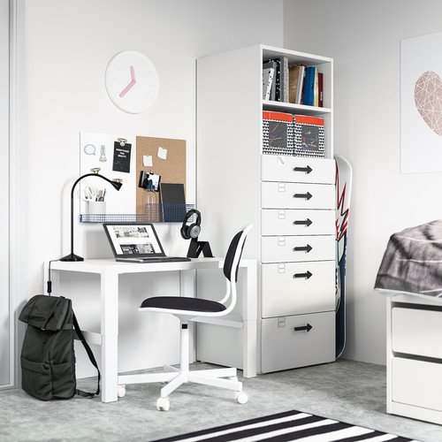 SMÅSTAD / PLATSA Bookcase, white white, with 6 drawers, 60x55x180 cm