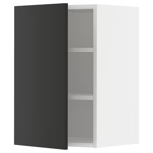 METOD Wall cabinet with shelves, white/Nickebo matt anthracite, 40x60 cm