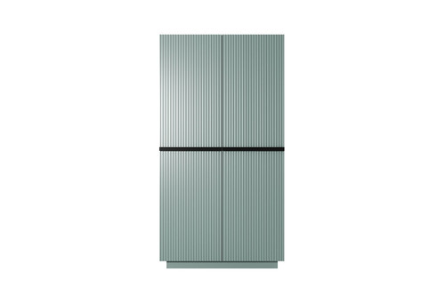 Wardrobe Nicole with Drawer Unit 100 cm, sage, black handles