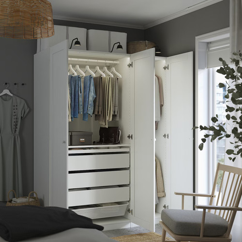 PAX / GULLABERG Wardrobe combination, white/white, 150x60x201 cm