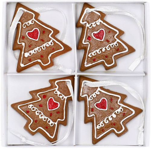 Polyresin Christmas Tree Figurines, Brown, 4.5 cm, Set of 4
