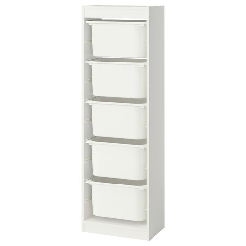TROFAST Storage combination with boxes, white/white, 46x30x145 cm