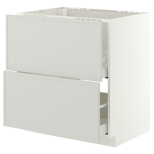 METOD/MAXIMERA Base cab f sink+2 fronts/2 drawers, white/Aspudden light grey, 80x60 cm