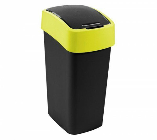Curver Flip Bin Plastic Waste Bin 9L, black/yellow
