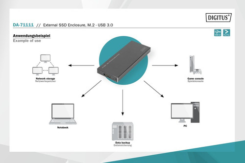 Digitus External SSD Enclosure microUSB 3.0 to M.2 SATA SSD