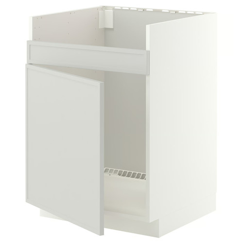 METOD Base cab f HAVSEN single bowl sink, white/Aspudden light grey, 60x60 cm