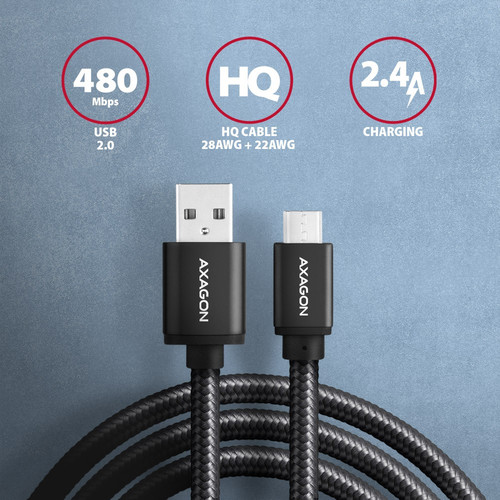 AXAGON USB Cable BUMM-AM15AB cable MicroUSB USB-A 1.