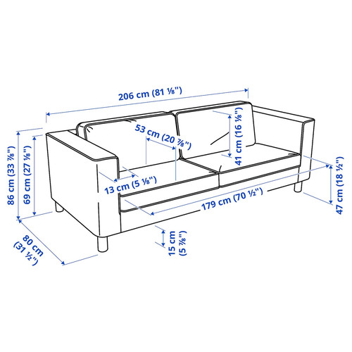 PÄRUP 3-seat sofa, Gunnared dark grey