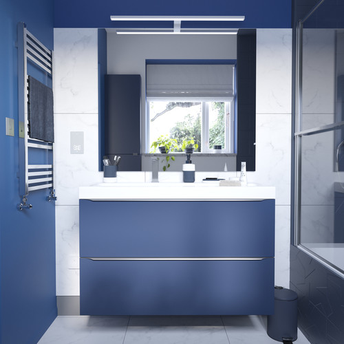 Goodhome Wall-mounted Basin Cabinet Imandra 100cm, matt dark blue