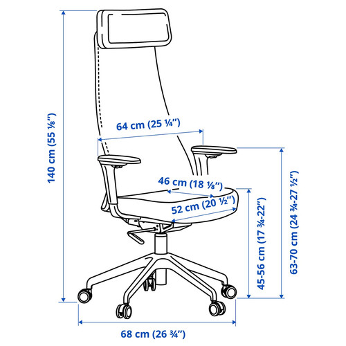 JÄRVFJÄLLET Office chair with armrests, Grann white