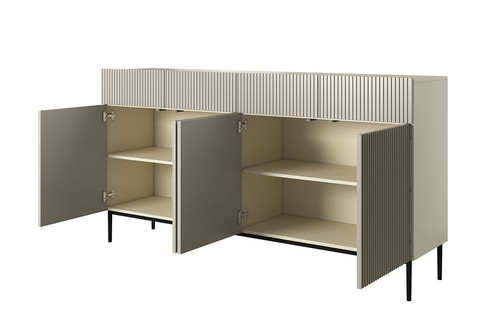 Cabinet with 4 Doors & 4 Drawers Nicole 200cm, cashmere, black legs