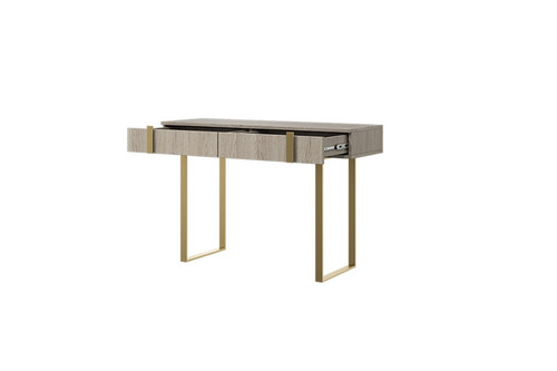 Modern Console Table Dresser Dressing Table Verica, biscuit oak/gold legs