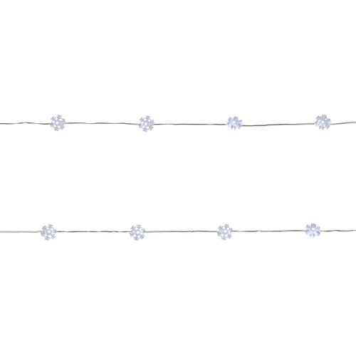 LED Lighting Chain 20 LED, snowflake, copper, cool white
