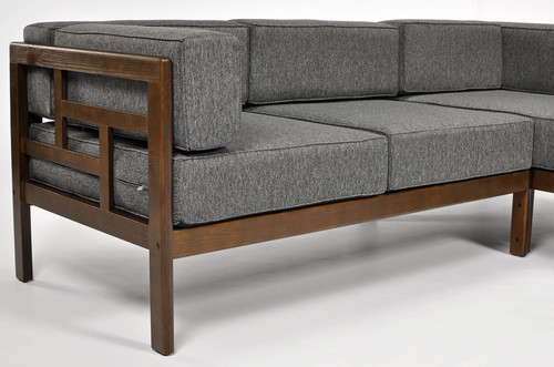 Garden Outdoor Corner Sofa, wood, dark brown, graphite grey
