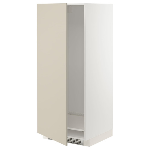 METOD High cabinet for fridge/freezer, white/Havstorp beige, 60x60x140 cm