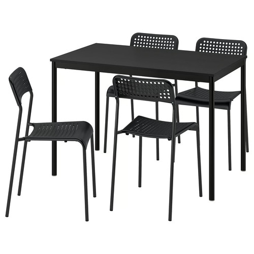 SANDSBERG Table and 4 chairs, black black/black, 110x67 cm