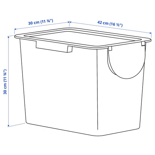 TRÖSKNING Bin with lid, light grey-blue, 25 l