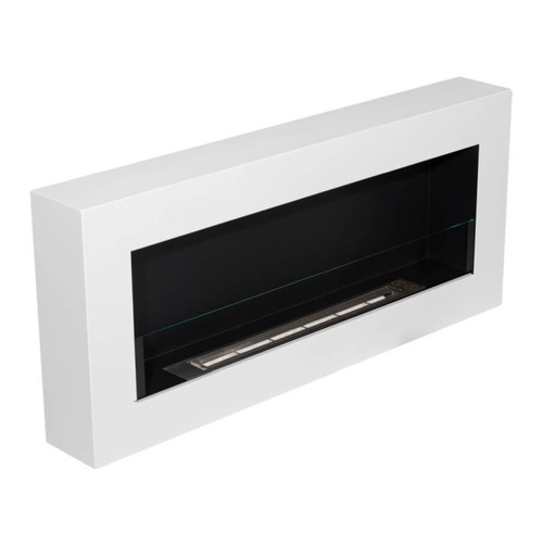 Wall-mounted Biofireplace Box with Glass 900 x 400 mm, white