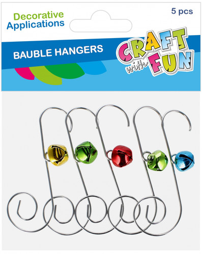 Metal Ornament Hooks with Colored Charms, 5 pcs