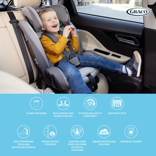 Graco Flexigrow i-Size Car Seat, Quartz, 76−145 cm, 15m-12y