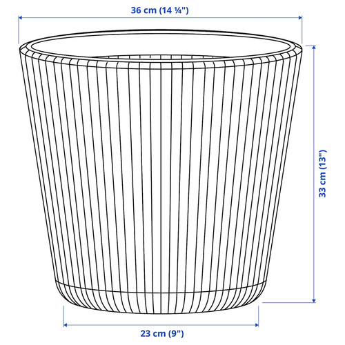BJÖRNBAMBU Plant pot, in/outdoor dark grey, 32 cm