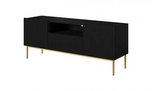 TV Cabinet Nicole 150 cm, matt black/gold legs