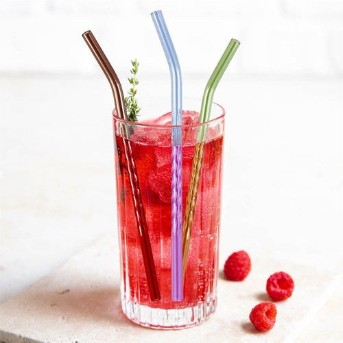 Reusable Glass Straw Set (4 Pieces) Wave