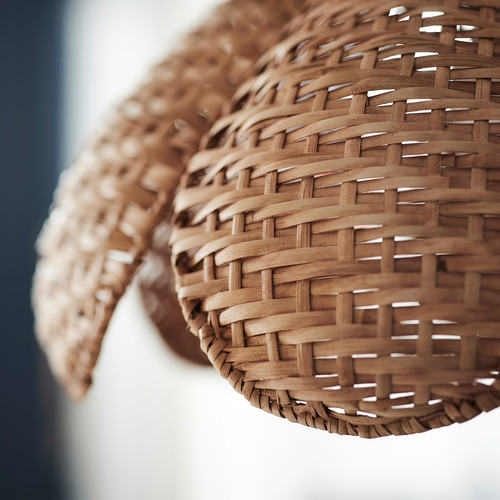 SANDKORN / HAVSDJUP Pendant lamp, handmade rattan/black, 45 cm
