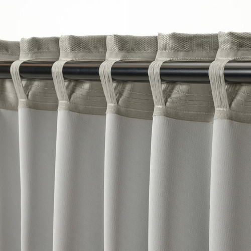 ANNAKAJSA Room darkening curtains, 1 pair, light grey, 145x300 cm