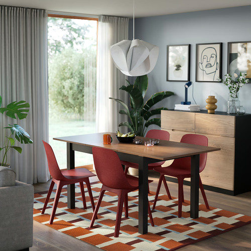 ÅLHULT / ODGER Table and 4 chairs, black/brown/red, 120/170x80 cm