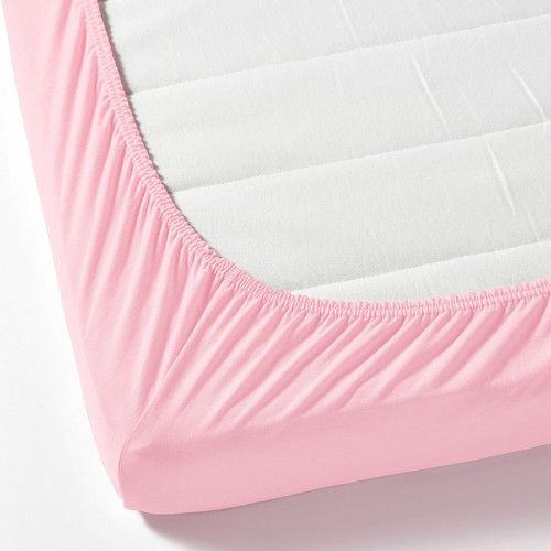LEN Fitted sheet, pink, 80x130 cm