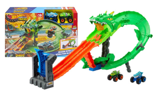 Hot Wheels Monster Trucks Sharks vs Dinosaurs Dragon Race JFR06 4+