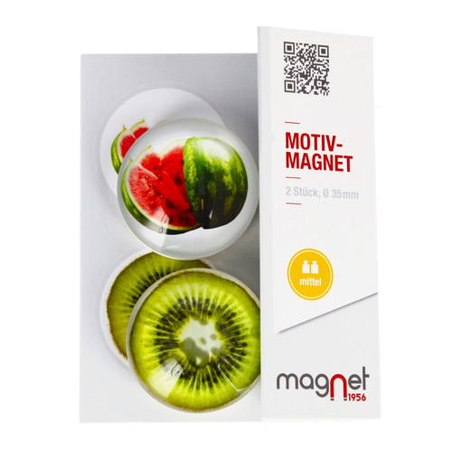 Glass Motiv Magnet 3.5cm 2pcs Watermelon/Kiwi