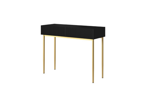 Modern Console Table Dresser Dressing Table Nicole, matt black, gold legs