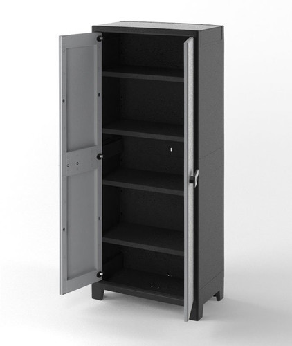 Outdoor/Workshop High Cabinet, Multi-use, XL tall, black-grey