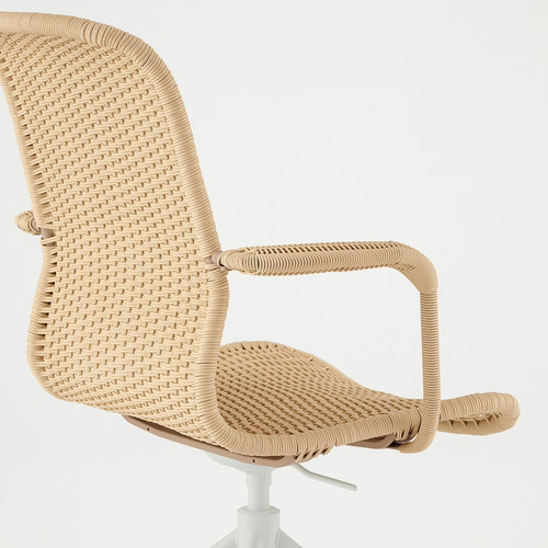 STIGBYGEL Swivel chair with armrests, beige/white