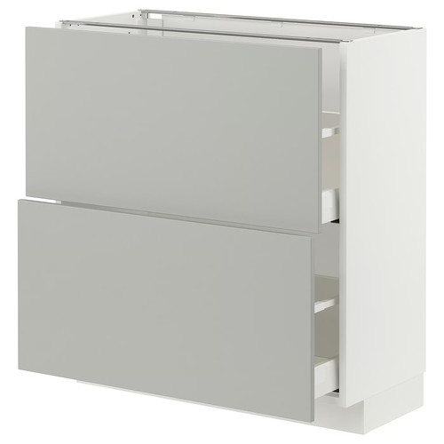 METOD / MAXIMERA Base cabinet with 2 drawers, white/Havstorp light grey, 80x37 cm
