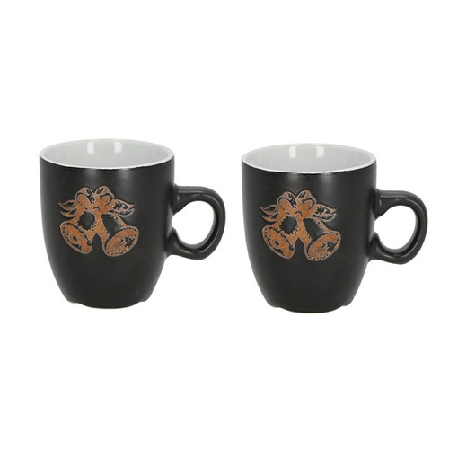 Set of 2 Mugs 150ml Christmas Bells, grey