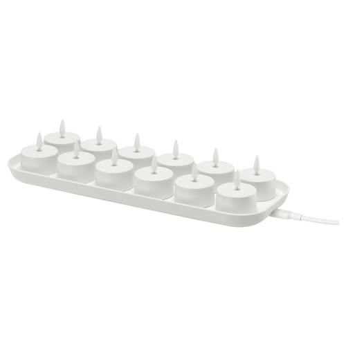 SKATGÅS LED tealight kit, with charging tray white